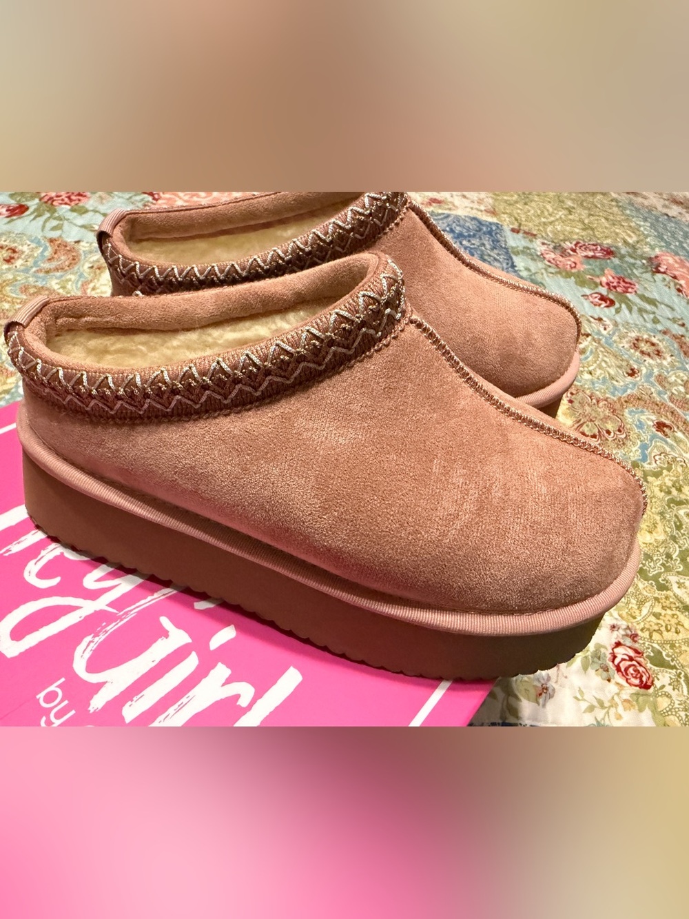 Corkys Dusty Pink Suede Platform Mule Slippers